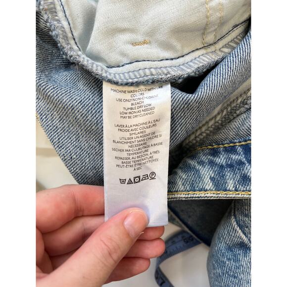 Free People We The Free Come As You Are Rigid Denim Distressed Maxi Skirt Size 0 - Picture 7 of 9